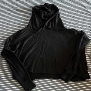 Athleta Black Cropped Hooded Pullover